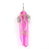 Rose Crystal Dyed Pendant with Small Stone Jewelry