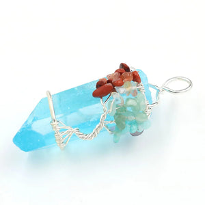 Rose Crystal Dyed Pendant with Small Stone Jewelry