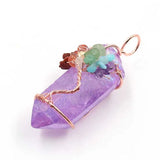 Rose Crystal Dyed Pendant with Small Stone Jewelry