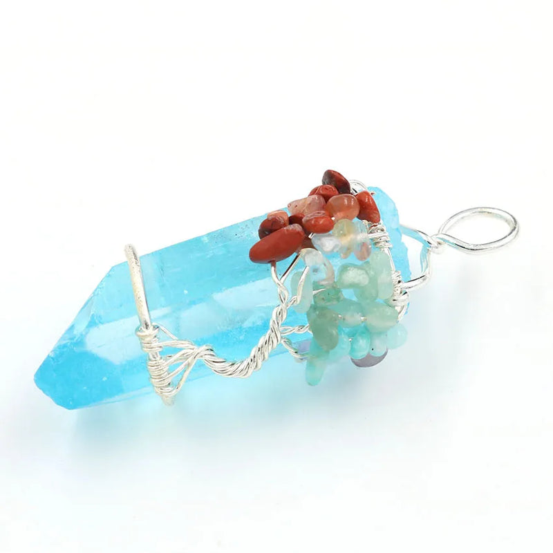 Rose Crystal Dyed Pendant with Small Stone Jewelry