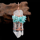 Rose Crystal Dyed Pendant with Small Stone Jewelry
