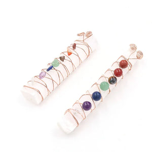 Rose Wire Wrap Gypsum Pendant with Stone Healing Chakra Jewelry