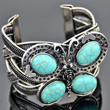Butterfly Shape Green Turquoise Open Bangle