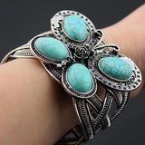Butterfly Shape Green Turquoise Open Bangle
