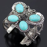Butterfly Shape Green Turquoise Open Bangle