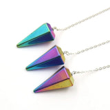Colorful Iron Stone Pyramid Pendant Chain for Gift