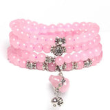 Silver Plated Rose Quartz Beads Bracelet