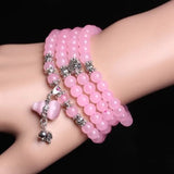 Silver Plated Rose Quartz Beads Bracelet