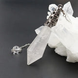 Clear Quartz Pendulum for Scrying Pendant Necklace Labradorite Stone Jewelry