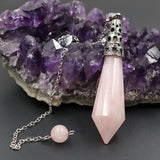 Clear Quartz Pendulum for Scrying Pendant Necklace Labradorite Stone Jewelry