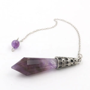 Clear Quartz Pendulum for Scrying Pendant Necklace Labradorite Stone Jewelry