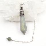 Clear Quartz Pendulum for Scrying Pendant Necklace Labradorite Stone Jewelry