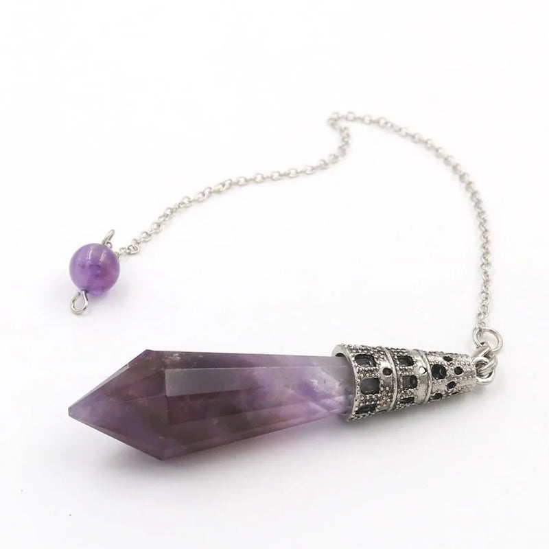 Clear Quartz Pendulum for Scrying Pendant Necklace Labradorite Stone Jewelry