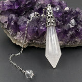 Clear Quartz Pendulum for Scrying Pendant Necklace Labradorite Stone Jewelry