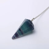 Silver Plated Fluorite Stone Pendant Chain Pendulum