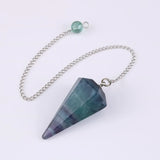 Silver Plated Fluorite Stone Pendant Chain Pendulum