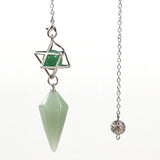 Hexagon Pyramid Quartz Stone Pendant Chain with Meikaba Symbol