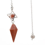 Hexagon Pyramid Quartz Stone Pendant Chain with Meikaba Symbol