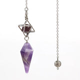 Hexagon Pyramid Quartz Stone Pendant Chain with Meikaba Symbol