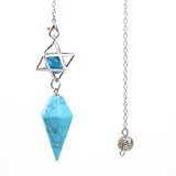 Hexagon Pyramid Quartz Stone Pendant Chain with Meikaba Symbol