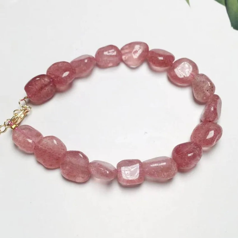 Strawberry Crystal Link Chain Bracelet for Women Charm Jewelry