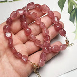 Strawberry Crystal Link Chain Bracelet for Women Charm Jewelry