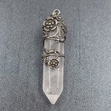 Leaf Flower Wrap Lapis Lazuli Pendant Clear Quartz Jewelry