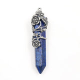 Leaf Flower Wrap Lapis Lazuli Pendant Clear Quartz Jewelry