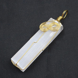 Silver Plated Wire Wrap Gypsum Pendant for Party Gift