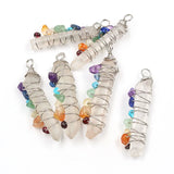 Wire Wrap Rock Crystal Pendant with Small Stone Healing Chakra Jewelry