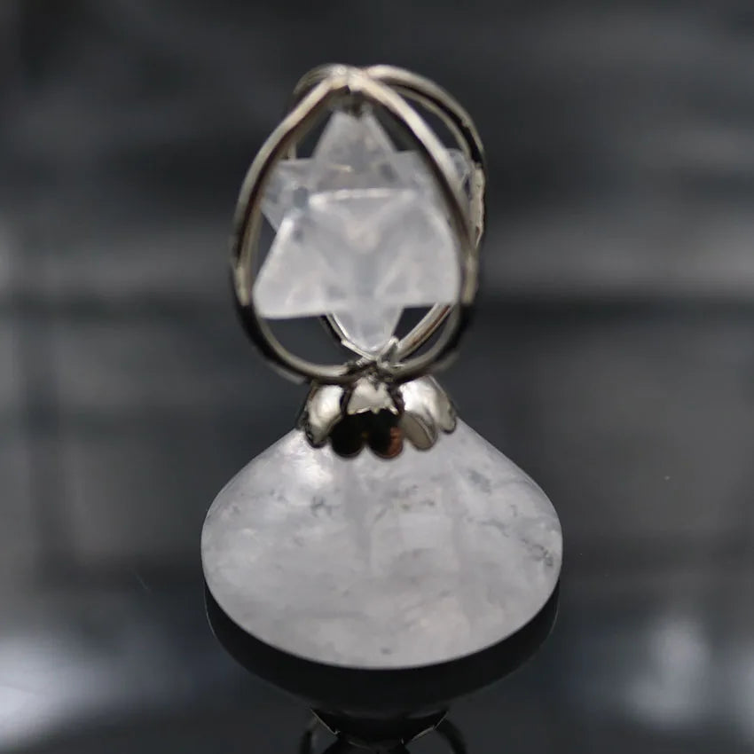 Silver Plated Wire Wrap Quartz Merkaba Pendant