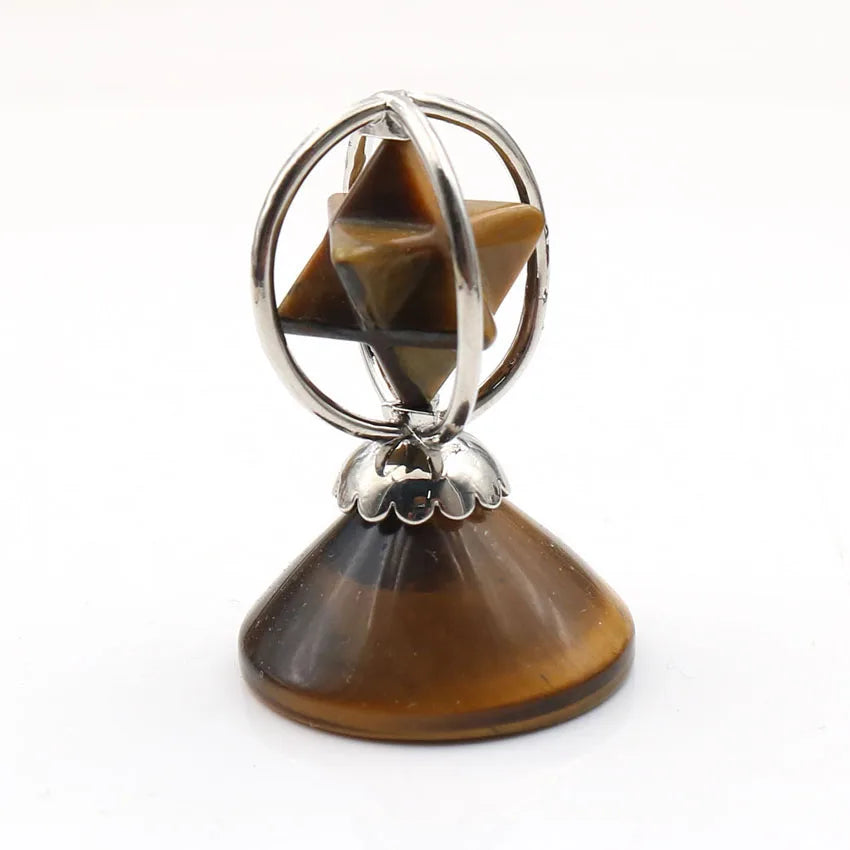 Silver Plated Wire Wrap Quartz Merkaba Pendant