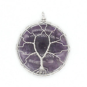 Wire Wrap Tree of Life Amethysts Stone Pendant Opalite Opal Jewelry