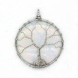 Wire Wrap Tree of Life Amethysts Stone Pendant Opalite Opal Jewelry