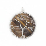 Wire Wrap Tree of Life Amethysts Stone Pendant Opalite Opal Jewelry