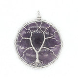 Wire Wrap Tree of Life Amethysts Stone Pendant Opalite Opal Jewelry