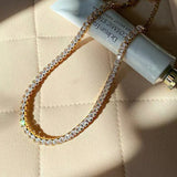 Zircon Crystal Choker Necklace Square Copper Alloy Chain Statement Jewelry