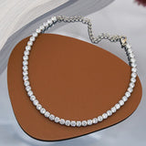 Zircon Crystal Choker Necklace Square Copper Alloy Chain Statement Jewelry