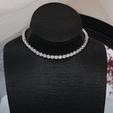 Zircon Crystal Choker Necklace Square Copper Alloy Chain Statement Jewelry