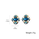 Baroque Style Geometric Pearl Stud Earrings Oval Brown Crystal Earrings