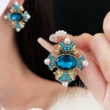 Baroque Style Geometric Pearl Stud Earrings Oval Brown Crystal Earrings