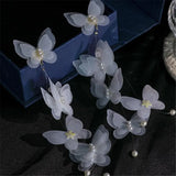Elegant Lace Butterfly Rhinestone Earrings with Pearls