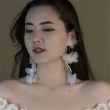 Elegant Lace Butterfly Rhinestone Earrings with Pearls