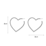 Big Heart Crystal Hoop Earrings with Rhinestones for Women