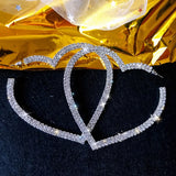 Big Heart Crystal Hoop Earrings with Rhinestones for Women