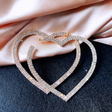 Big Heart Crystal Hoop Earrings with Rhinestones for Women