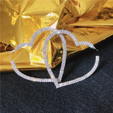 Big Heart Crystal Hoop Earrings with Rhinestones for Women