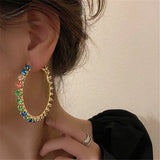 Colorful Crystal Hoop Earrings for Women Geometric Statement Jewelry