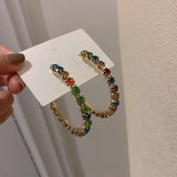 Colorful Crystal Hoop Earrings for Women Geometric Statement Jewelry