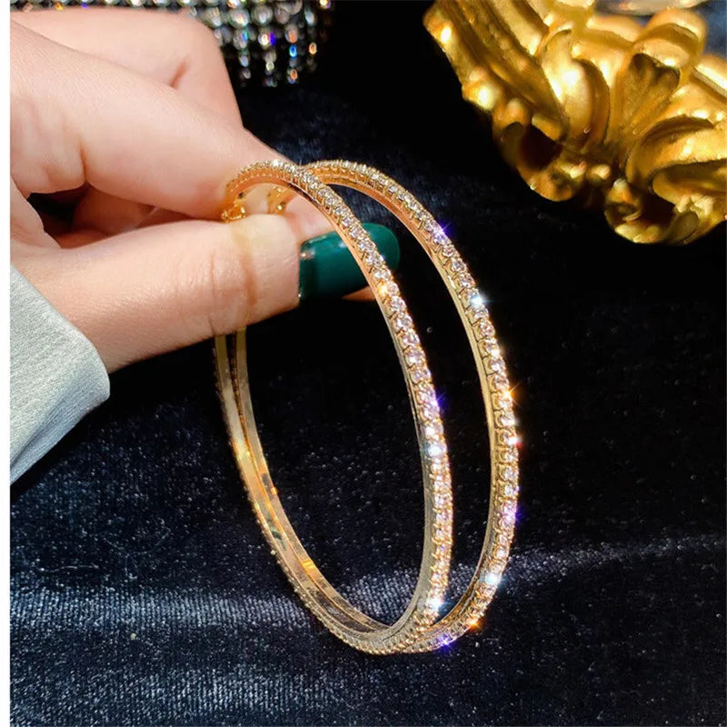 Crystal Hoop Earrings Rhinestone Statement Jewelry